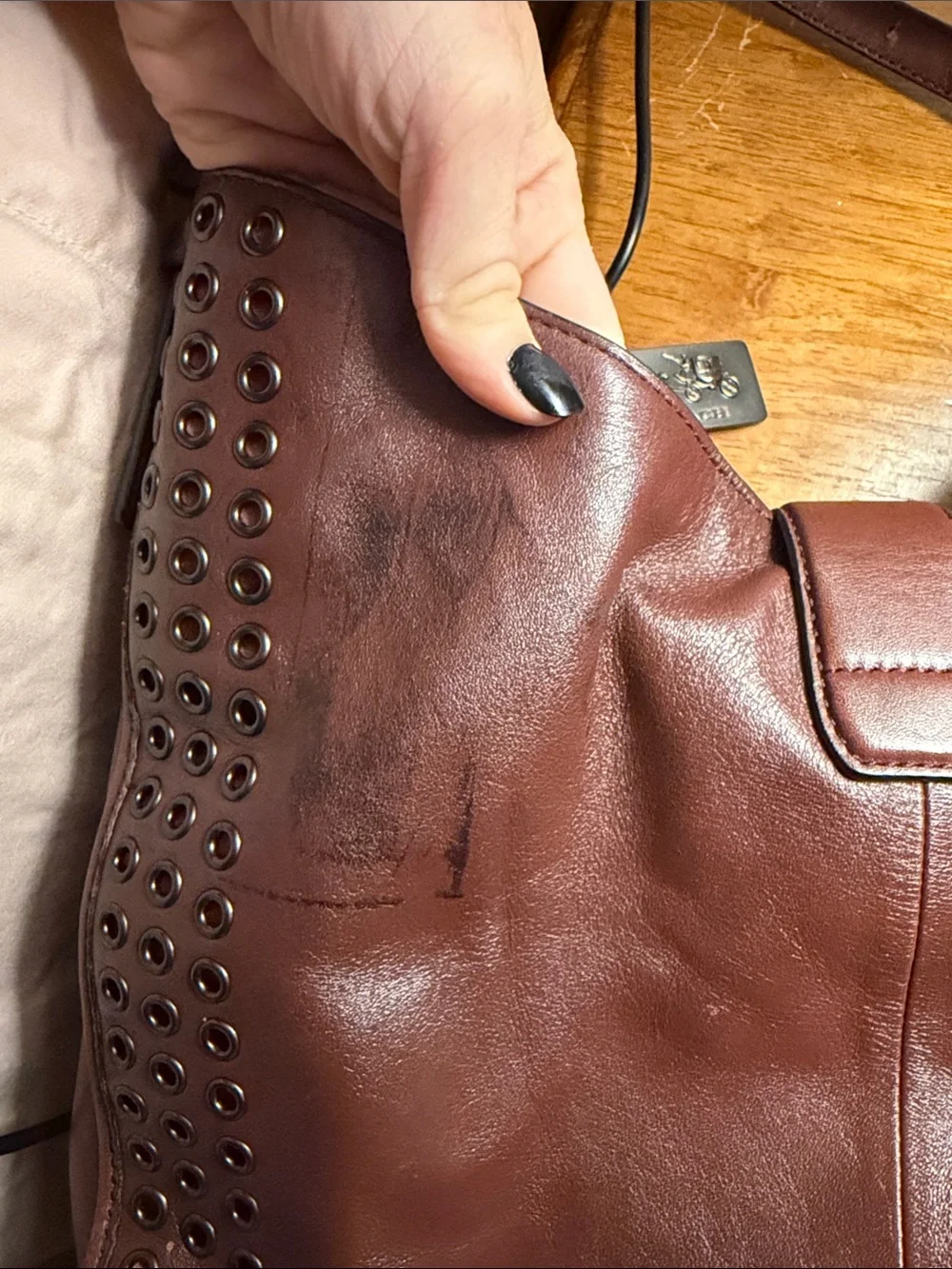 Coach Madison Carlyle  Studded Grommet Leather Shoulder Bag